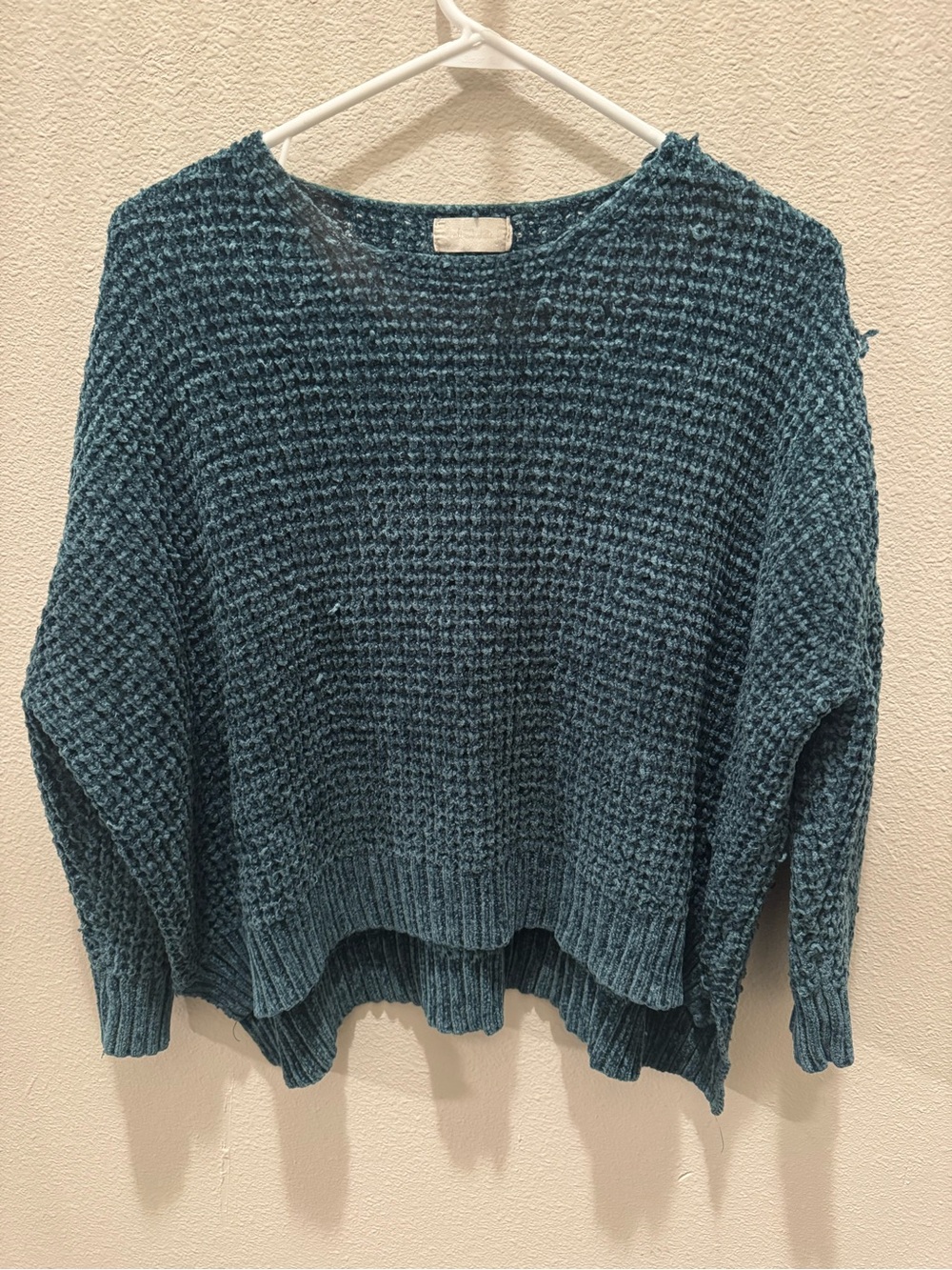 Altar'd State Green Waffle Knit Scoop Neck Sweater
